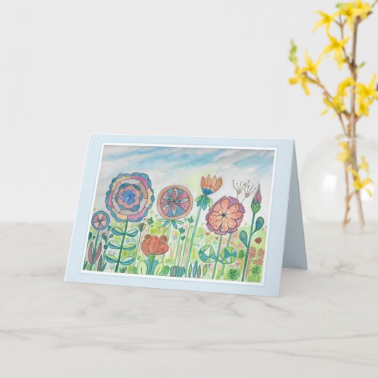 Hübsche Whimsy-Blume Karte (Gelbe Blume)