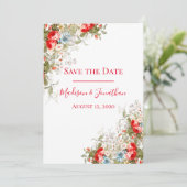 Hübsche Whimsy Wild Blume Script Wedding Save The Date (Stehend Vorderseite)