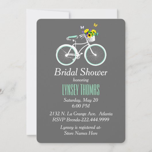Hübsche White Bicycle Bridal Dusche Einladung (Vorderseite)