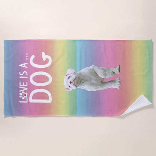 Hübsche White Boxer Dog Liebe ist ein Hund Strandtuch (Vorderseite)