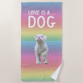 Hübsche White Boxer Dog Liebe ist ein Hund Strandtuch (Vorderseite)
