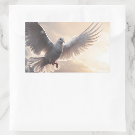 Hübsche White Peace Dove Rechteckiger Aufkleber (Tasche)