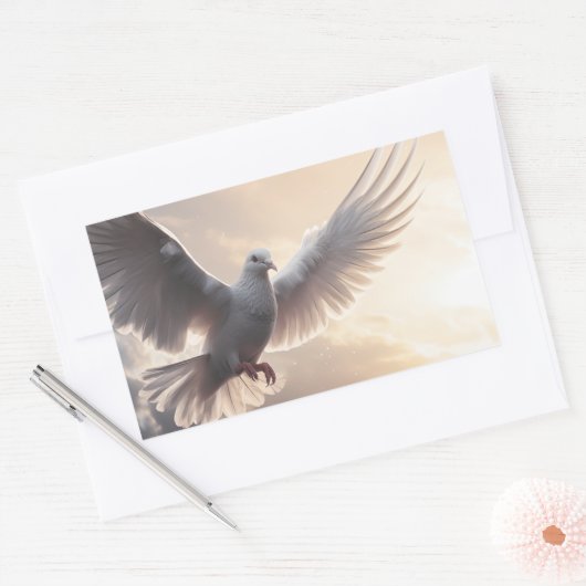 Hübsche White Peace Dove Rechteckiger Aufkleber (Umschlag)