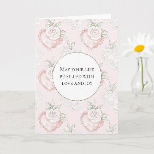 Hübsche White Roses Lace Hearts Wedding Karte