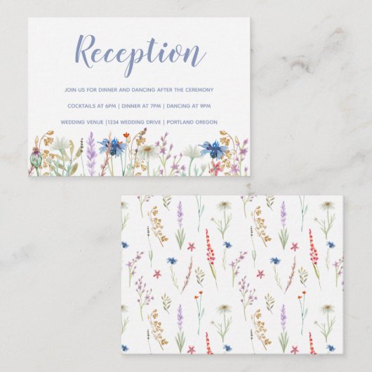 Hübsche Wildblume Begleitkarte (Vorne/Hinten)