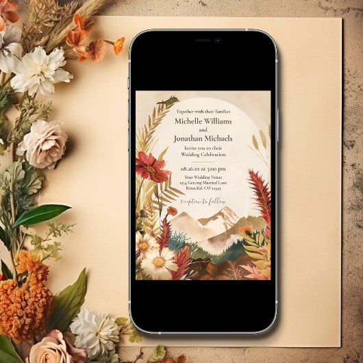 Hübsche Wildblume Boho Einladung