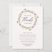 Hübsche Wildblume Erntedank Abendessen Einladung (Vorderseite)