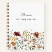 Hübsche Wildblume Floral Wasserfarbe Rezept Buch (Vorderseite)