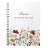 Hübsche Wildblume Floral Wasserfarbe Rezept Notizblock (Vorderseite)