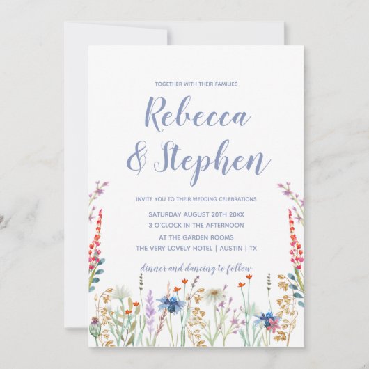 Hübsche Wildblume für Hochzeitsfeiern Einladung (Vorderseite)
