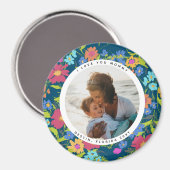 Hübsche Wildblume im runden Foto mit Text Magnet (Vorderseite/Rückseite)