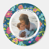 Hübsche Wildblume im runden Foto mit Text Magnet (Vorne)