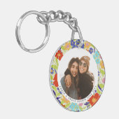 Hübsche Wildblume im runden Foto mit Text Schlüsselanhänger (Vorderseite links)