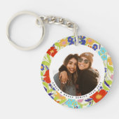 Hübsche Wildblume im runden Foto mit Text Schlüsselanhänger (Vorderseite)