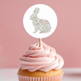 Hübsche Wildblume Kaninchen Frühjahr Ostern Runder Aufkleber