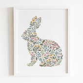 Hübsche Wildblume Kaninchen Frühlingskunst Poster