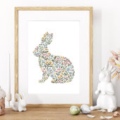 Hübsche Wildblume Kaninchen Frühlingskunst Poster
