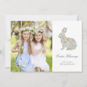 Hübsche Wildblume Kaninchen OsterFoto Feiertagskarte (Vorderseite)