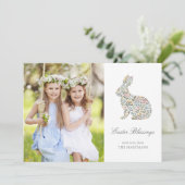 Hübsche Wildblume Kaninchen OsterFoto Feiertagskarte (Stehend Vorderseite)