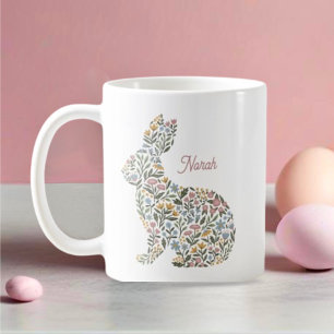 Hübsche Wildblume Kaninchen Personalisiert Ostern Kaffeetasse