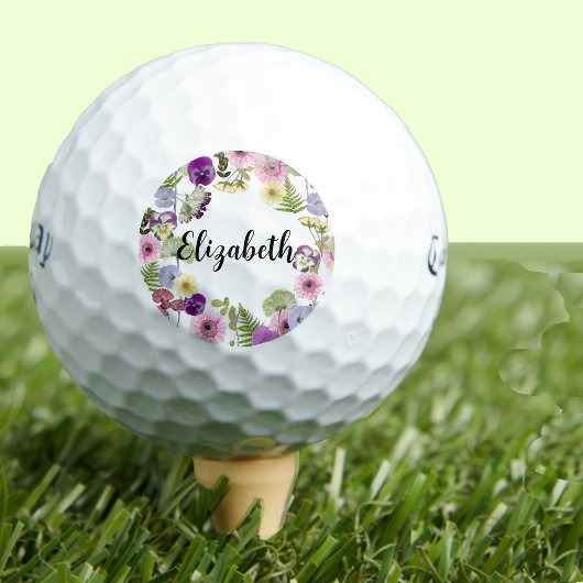 Hübsche Wildblume mit Blumen und individuellen Nam Golfball