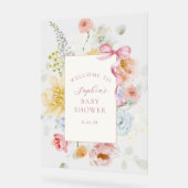 Hübsche Wildblume Pink Bow Babydusche Empfang Acrylschild (Winkel)