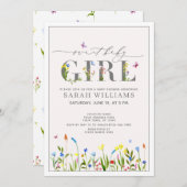 Hübsche Wildblume Sweet Baby Girl Script Dusche Einladung (Vorne/Hinten)