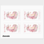 Hübsche Wildblume Wasserfarbe Einhorn Rechteckiger Aufkleber (Blatt)