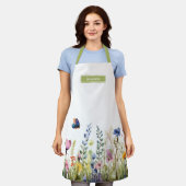 Hübsche Wildblume Wasserfarbe mit Schmetterling Schürze (Getragen)