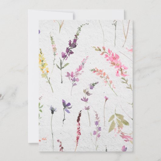 Hübsche Wildblume Wasserfarbpapier 1. Geburtstag Einladung (Rückseite)