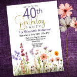 Hübsche Wildblumen 40. Einladung<br><div class="desc">Hübsche Wildblumen 40. Geburtstag Einladung für Frauen. Einfach den Beispieltext selbst ändern, indem Sie auf diese Vorlage personalisieren klicken. Klicken Sie im Entwurfstool auf Bearbeiten, um den Schriftart, die Farbe des Schriftartes, die Größe des Schriftartes zu ändern, oder um Text- oder Entwurfselemente hinzuzufügen/zu löschen/zu ändern. Die Einladung zum Geburtstag steht...</div>