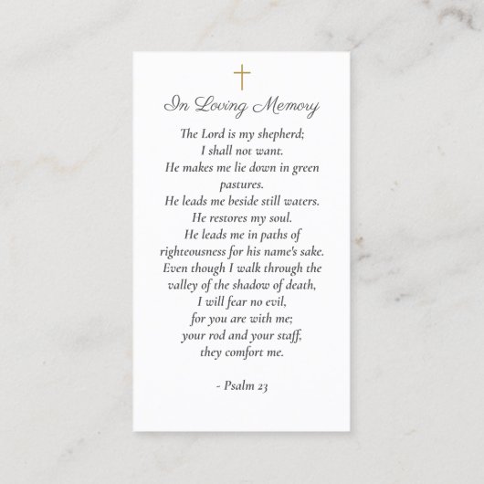 Hübsche Wildblumen Beerdigungskarte Visitenkarte (Rückseite)