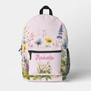 Hübsche Wildblumen blühen  Rucksack mit deinem Nam