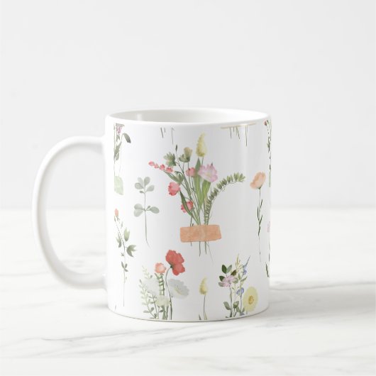 Hübsche Wildblumen Blumenmuster Kaffeetasse (Links)