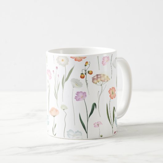Hübsche Wildblumen Blumenmuster Kaffeetasse (VorderseiteRechts)