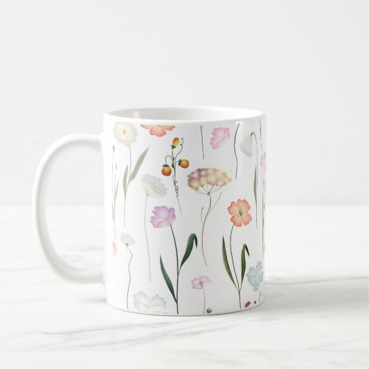 Hübsche Wildblumen Blumenmuster Kaffeetasse (Links)