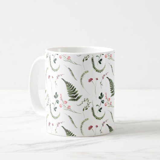 Hübsche Wildblumen Botanisches Muster Kaffeetasse (Vorderseite Links)