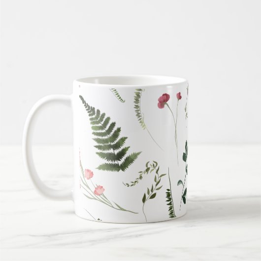 Hübsche Wildblumen Botanisches Muster Kaffeetasse (Links)