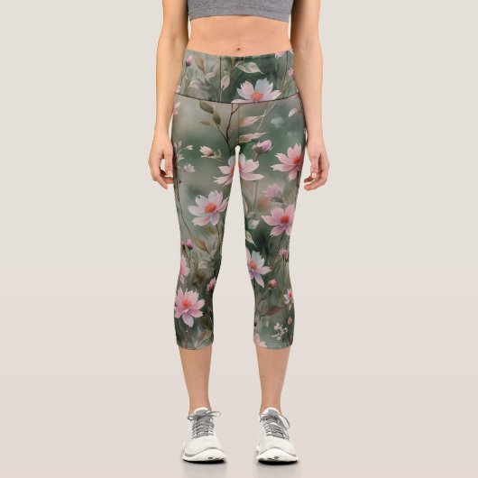 Hübsche Wildblumen Capri Leggings (Vorderseite)