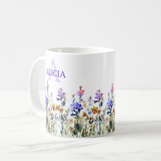 Hübsche Wildblumen | Dein Name | Kaffeetasse (Vorderseite Links)