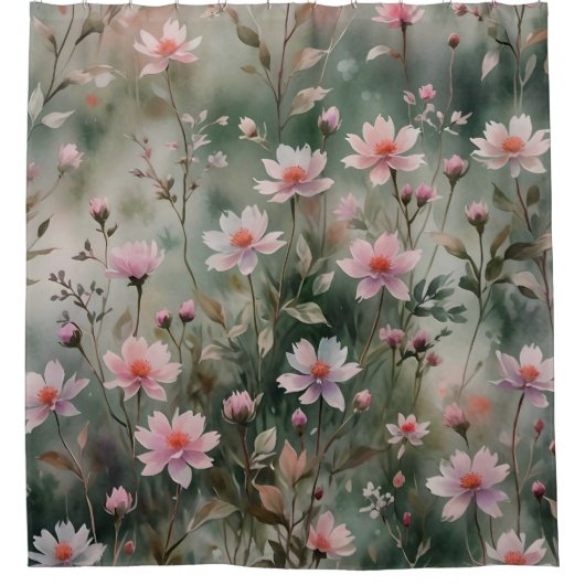 Hübsche Wildblumen Duschvorhang (Vorderseite)