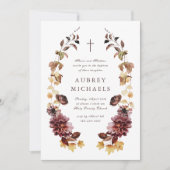 Hübsche Wildblumen Einfache Cross Girl's Taufe Einladung (Vorderseite)