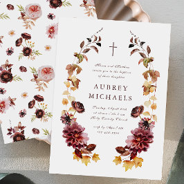 Hübsche Wildblumen Einfache Cross Girl's Taufe Einladung