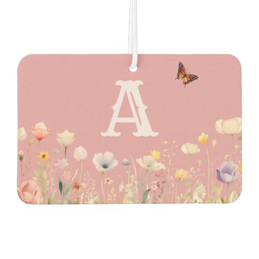 Hübsche Wildblumen für Aquarellfarben und Monogram Autolufterfrischer (Vorderseite)