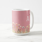 Hübsche Wildblumen für Aquarellfarben und Monogram Kaffeetasse (VorderseiteRechts)