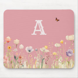 Hübsche Wildblumen für Aquarellfarben und Monogram Mousepad