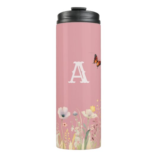 Hübsche Wildblumen für Aquarellfarben und Monogram Thermosbecher (Vorderseite)