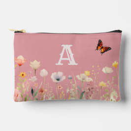 Hübsche Wildblumen für Aquarellfarben und Monogram Zubehörtasche