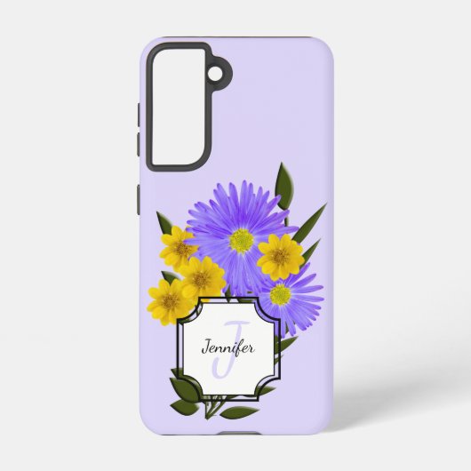 Hübsche Wildblumen für benutzerdefinierte Monogram Samsung Galaxy Hülle (Rückseite)