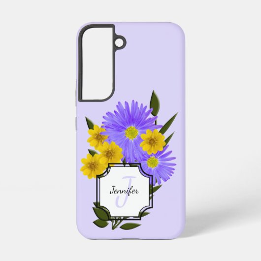 Hübsche Wildblumen für benutzerdefinierte Monogram Samsung Galaxy Hülle (Rückseite)